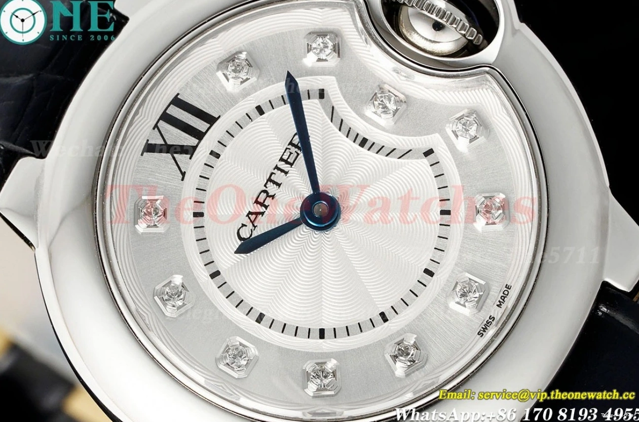 28mm SS Cartier Bleu De AF White Ballon LE Quartz Dia 1223
